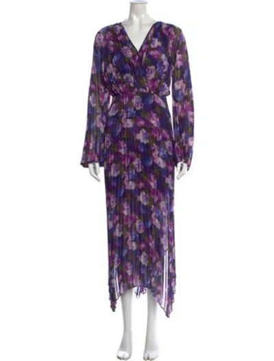 Pre-owned The Kooples Floral Print Midi Length Dress W/ Tags In Purple