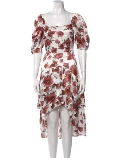 Pre-owned The Kooples Floral Print Midi Length Dress In White