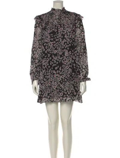 Pre-owned The Kooples Floral Print Mini Dress In Black