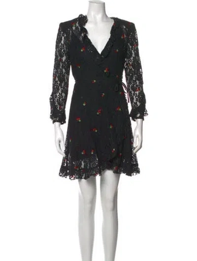 Pre-owned The Kooples Floral Print Mini Dress In Black