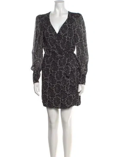 Pre-owned The Kooples Floral Print Mini Dress In Black