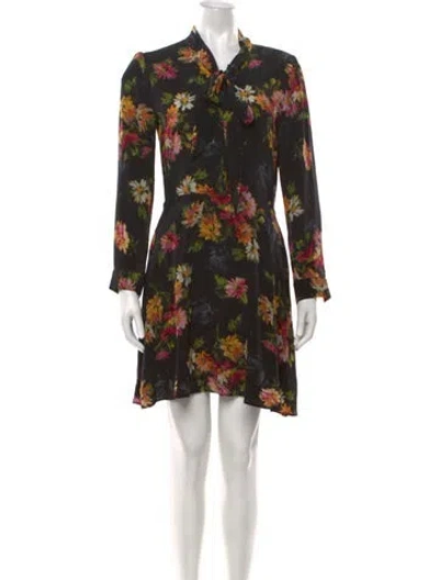 Pre-owned The Kooples Floral Print Mini Dress In Black