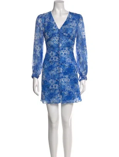 Pre-owned The Kooples Floral Print Mini Dress In Blue