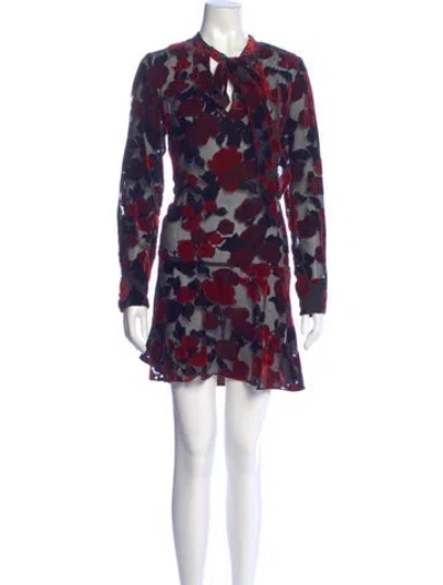 Pre-owned The Kooples Floral Print Mini Dress In Blue