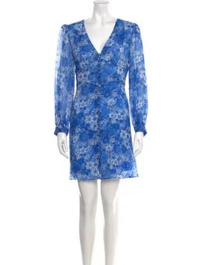 Pre-owned The Kooples Floral Print Mini Dress In Blue