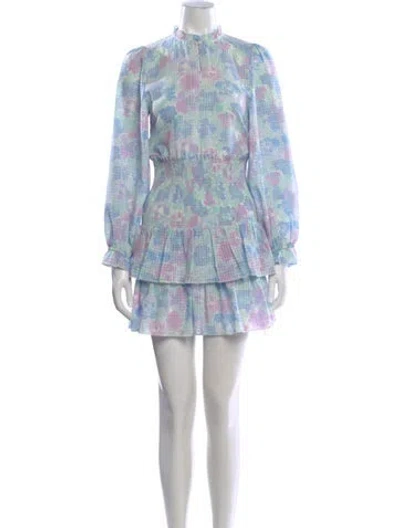 Pre-owned The Kooples Floral Print Mini Dress In Blue