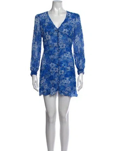 Pre-owned The Kooples Floral Print Mini Dress In Blue