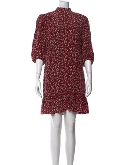 Pre-owned The Kooples Floral Print Mini Dress In Burgundy