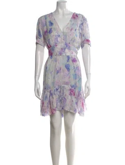 Pre-owned The Kooples Floral Print Mini Dress In Purple
