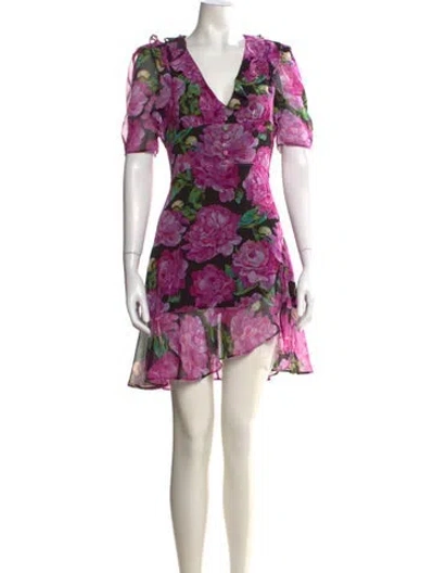 Pre-owned The Kooples Floral Print Mini Dress In Purple