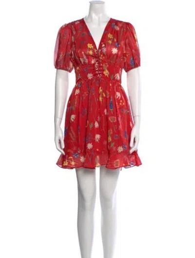 Pre-owned The Kooples Floral Print Mini Dress In Red