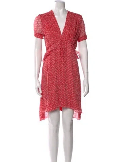 Pre-owned The Kooples Floral Print Mini Dress In Red