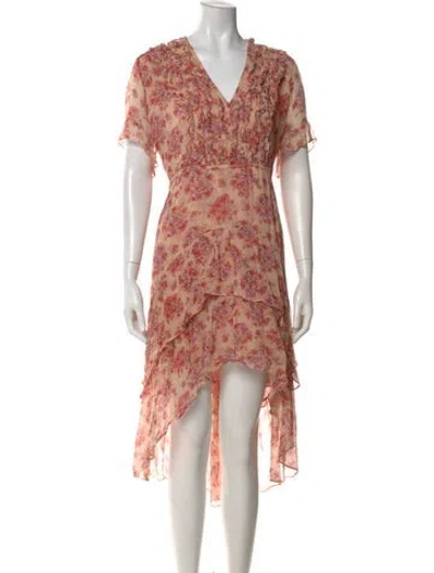 Pre-owned The Kooples Floral Print Mini Dress In Red