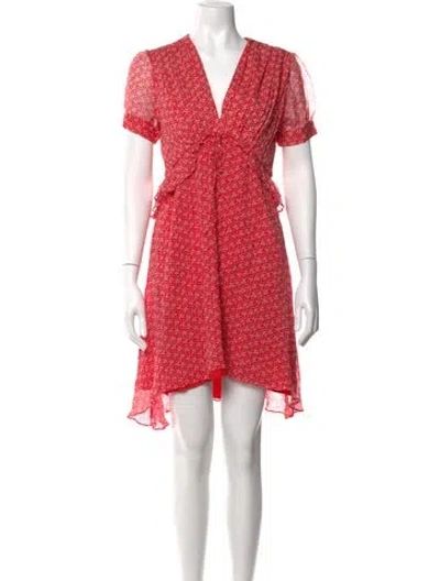 Pre-owned The Kooples Floral Print Mini Dress In Red/white