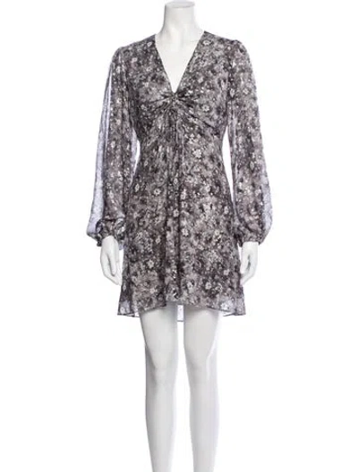 Pre-owned The Kooples Floral Print Mini Dress In Silver