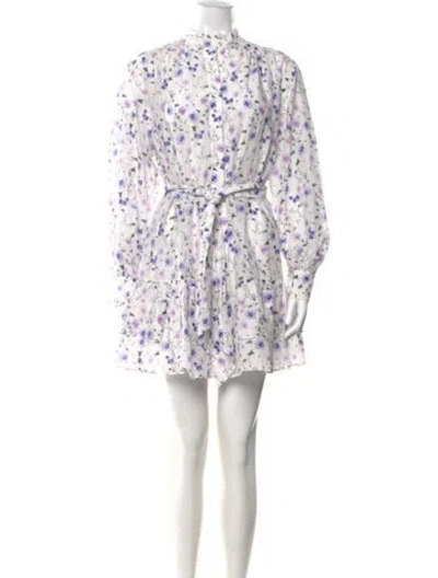 Pre-owned The Kooples Floral Print Mini Dress In White