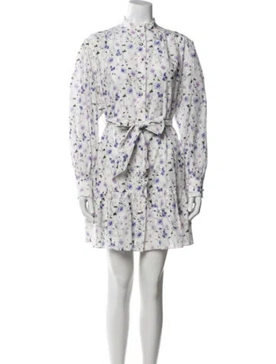 Pre-owned The Kooples Floral Print Mini Dress In White