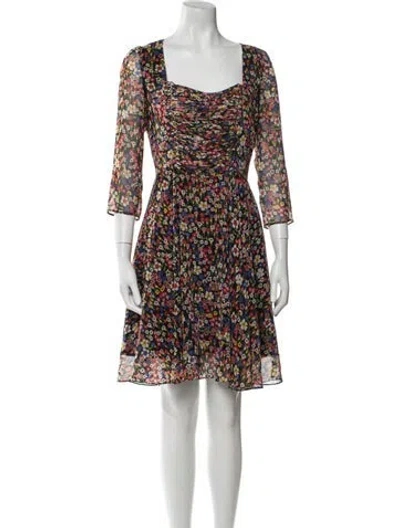 Pre-owned The Kooples Floral Print Mini Dress In Yellow