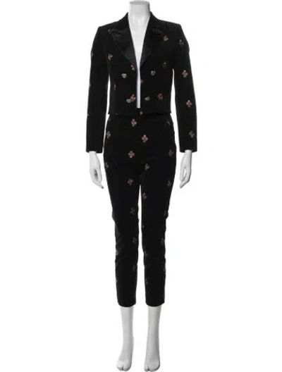 Pre-owned The Kooples Floral Print Pant Set In Black