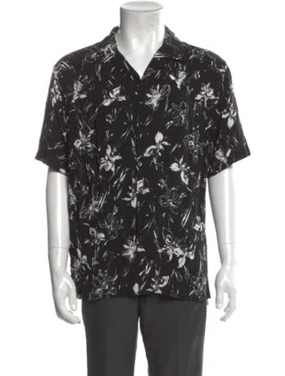 Pre-owned The Kooples Floral Print Short Sleeve Shirt In Black
