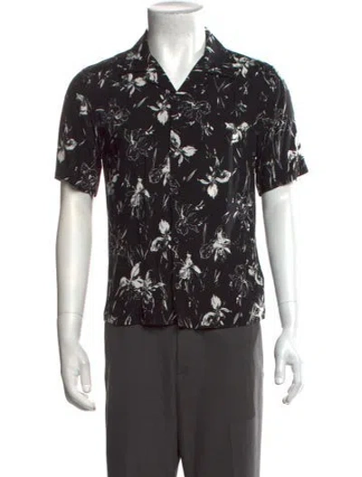 Pre-owned The Kooples Floral Print Short Sleeve Shirt In Black
