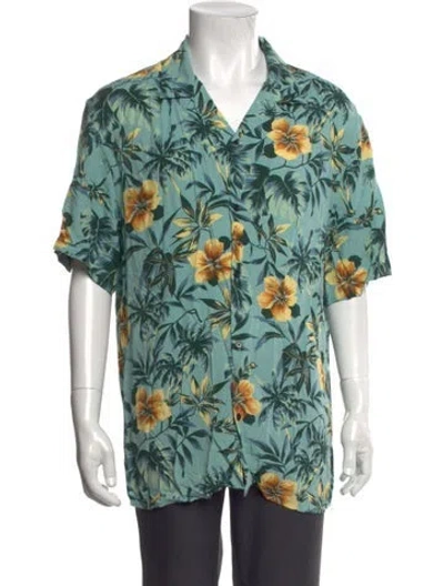 Pre-owned The Kooples Floral Print Short Sleeve Shirt In Green