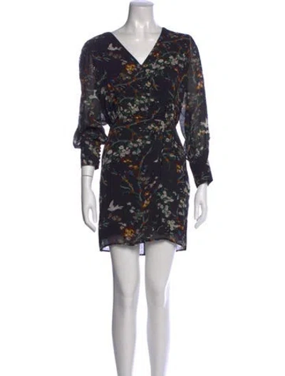Pre-owned The Kooples Floral Print V-neck Blouse In Black