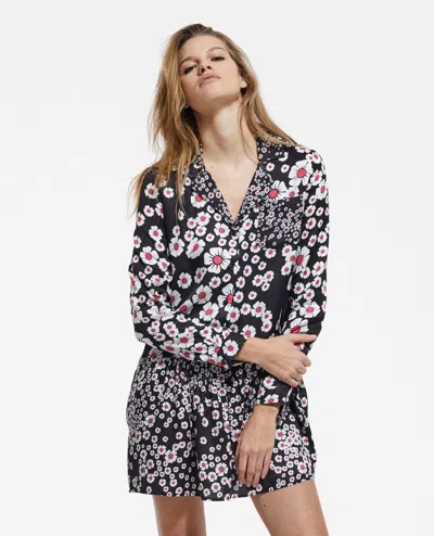 The Kooples Mixed Floral Button Front Mini Dress In Multi