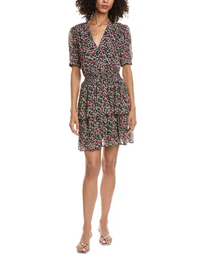 The Kooples Floral Spring Mini Dress In Black