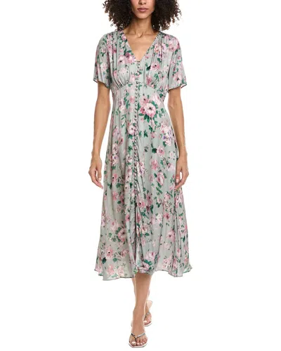 The Kooples Flowing Flowers Midi Dress In Green