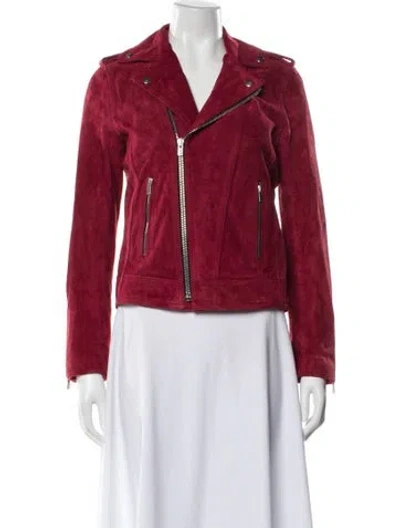 Pre-owned The Kooples Goat Leather Biker Jacket In Red