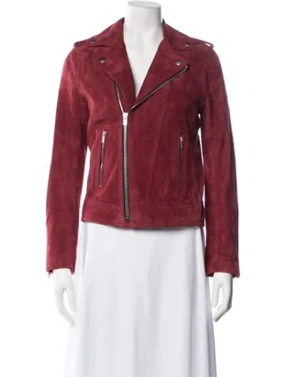 Pre-owned The Kooples Goat Leather Biker Jacket In Red