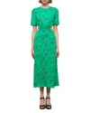 The Kooples Long Printed Dress With Cut-out Details In Grn