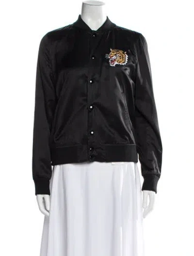 Pre-owned The Kooples Graphic Print Bomber Jacket In Black