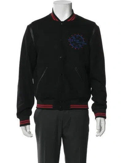 Pre-owned The Kooples Graphic Print Bomber Jacket In Black