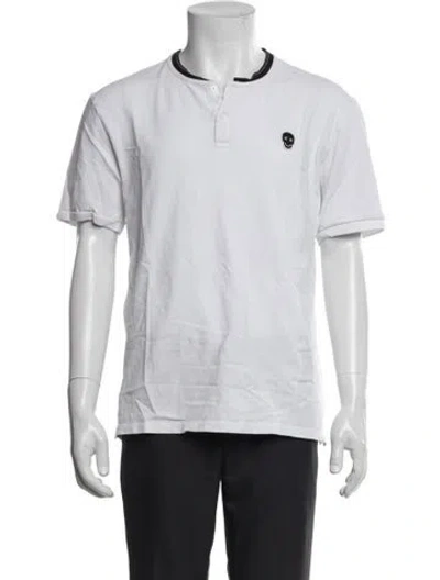 Pre-owned The Kooples Graphic Print Crew Neck Henley In Black