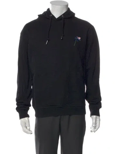 Pre-owned The Kooples Graphic Print Crew Neck Hoodie In Black