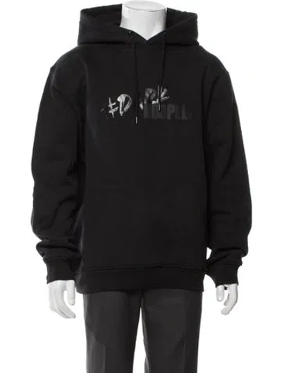 Pre-owned The Kooples Graphic Print Crew Neck Hoodie W/ Tags In Black