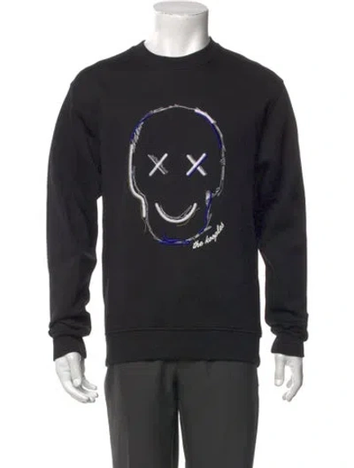 Pre-owned The Kooples Graphic Print Crew Neck Sweatshirt In Black