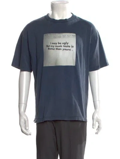 Pre-owned The Kooples Graphic Print Crew Neck T-shirt In Blue