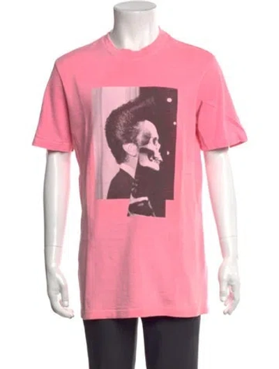 Pre-owned The Kooples Graphic Print Crew Neck T-shirt In Pink