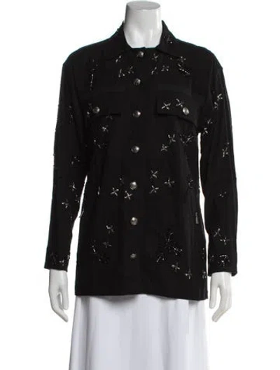 Pre-owned The Kooples Graphic Print Jacket In Black