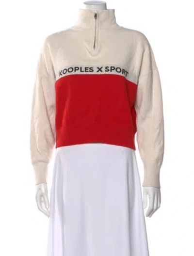 Pre-owned The Kooples Graphic Print Mock Neck Sweater In Red