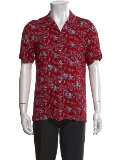 Pre-owned The Kooples Graphic Print Short Sleeve Shirt In Red