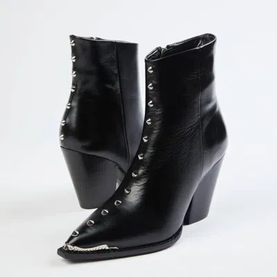 The Kooples Heeled Leather Ankle Boots With Studs In Black