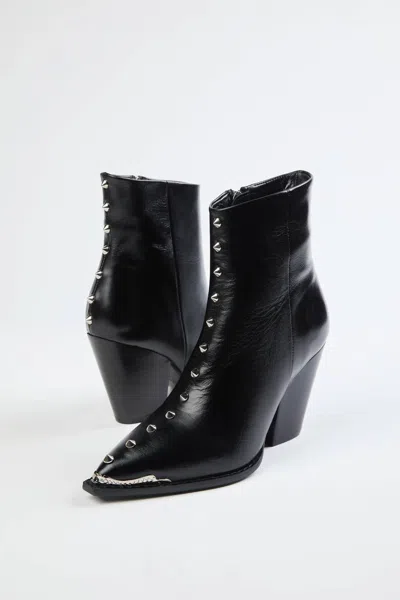 The Kooples Heeled Leather Ankle Boots With Studs In Black
