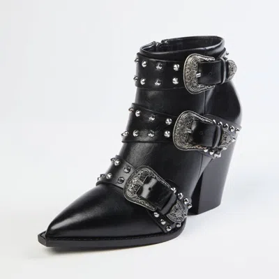 The Kooples Heeled Western Boot With Buckle In Black