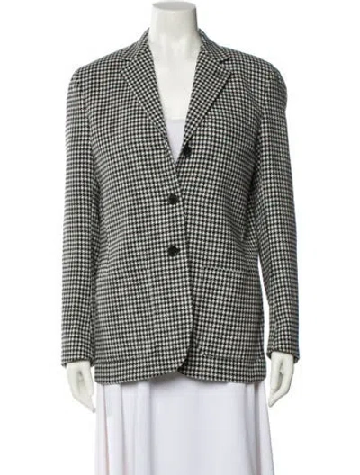Pre-owned The Kooples Houndstooth Print Blazer In Green