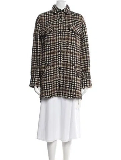 Pre-owned The Kooples Houndstooth Print Coat In Neutral