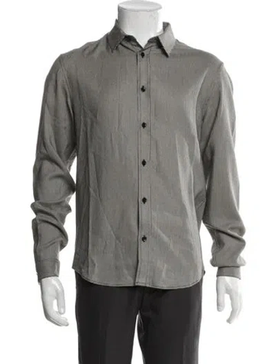 Pre-owned The Kooples Houndstooth Print Long Sleeve Dress Shirt In Gray
